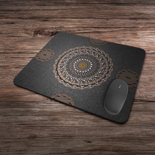 The khaki crocodylus porosus mandala art mouse pad