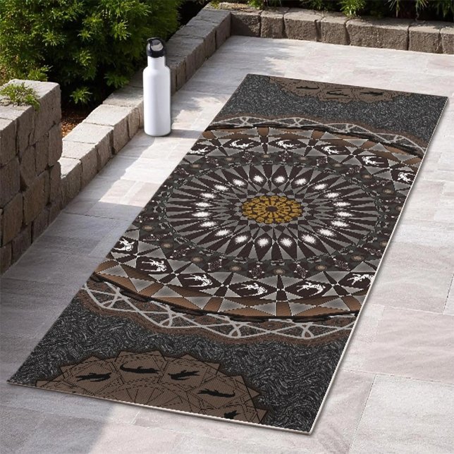 The khaki crocodylus porosus mandala art  yoga mat (Creator Uploaded)