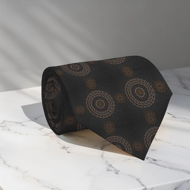 The khaki crocodylus porosus mandala pattern neck tie (Creator Uploaded)