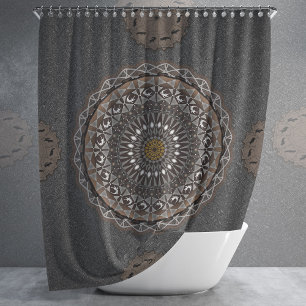 The khaki crocodylus porosus mandala shower curtain