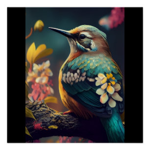 The Khem Hummingbird Garden Perfect Glossy Poster