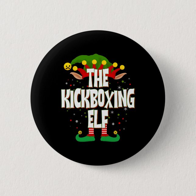 The Kickboxing Elf Christmas  Button (Front)