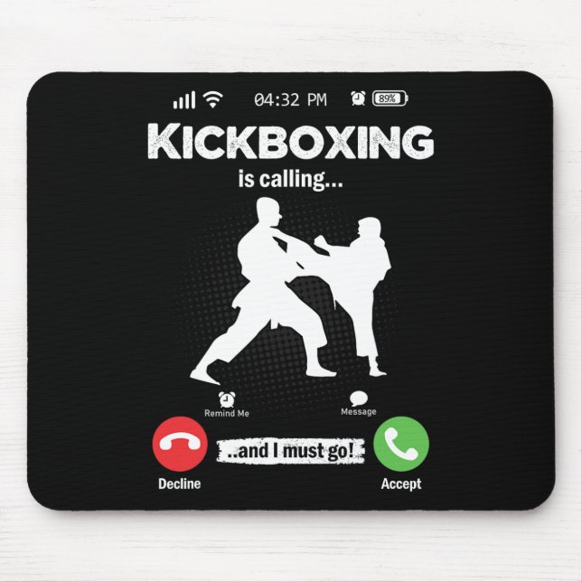 The Kickboxing Is Calling Retro Martial Arts Men K Mouse Pad (Front)
