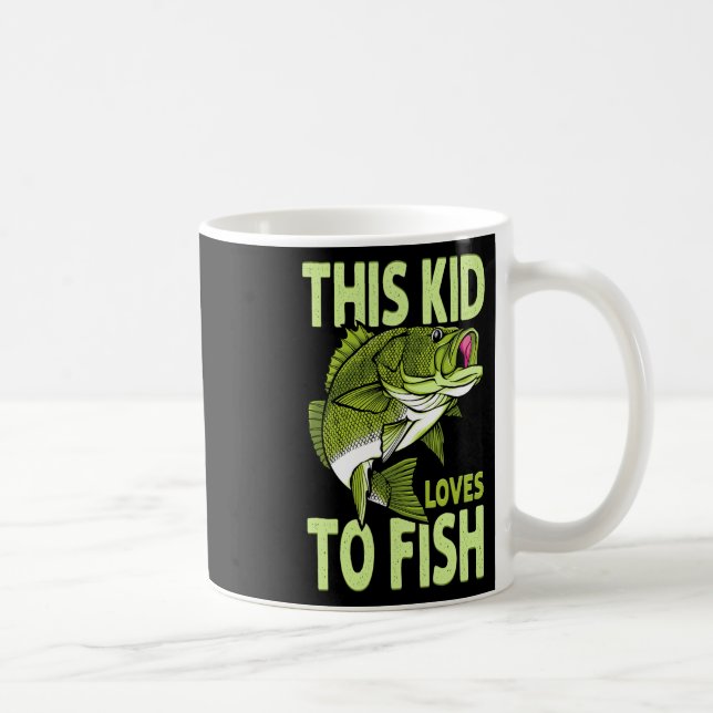 The Kid Loves To Fish Fishing Kid  Coffee Mug (Right)