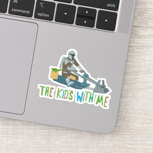The Kids With Me Cute Mandalorian Illustration Sticker