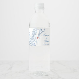 The King and Prince St Simons GA Map Wedding  Water Bottle Label