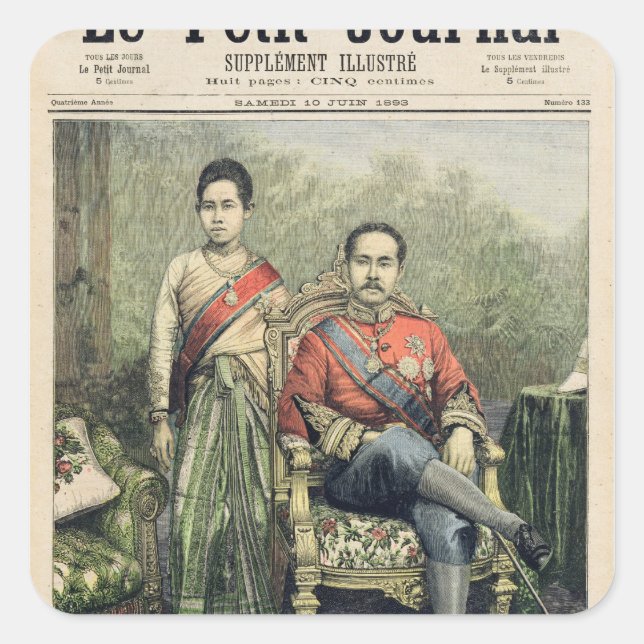 The King and Queen of Siam Square Sticker (Front)