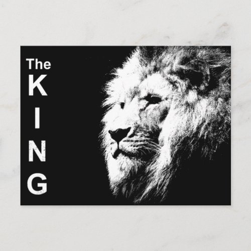 The King Black  White Pop Art Template Lion Head Postcard