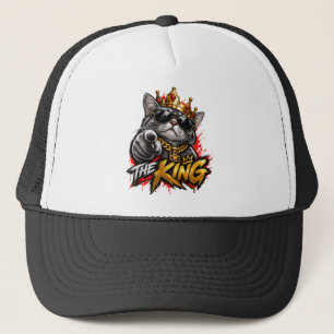The King Cool Cat With Crown Trucker Hat