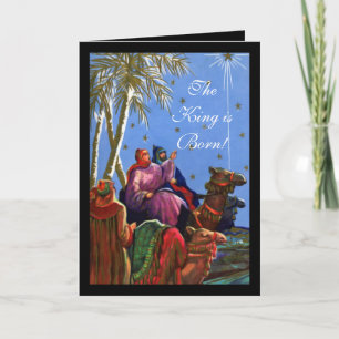 The King is Born Christian Christmas Card w/Verse