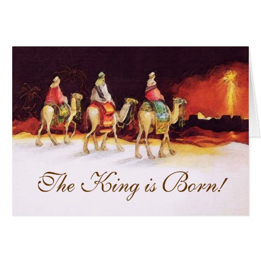 The King is Born Christian Christmas Card w/Verse | Zazzle