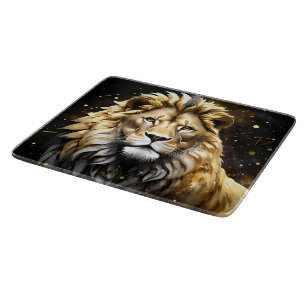 The King: Majestic Gold And Gray Male Lion, Cutting Board