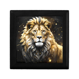 The King: Majestic Gold And Gray Male Lion, Gift Box