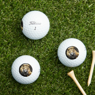 The King: Majestic Gold And Gray Male Lion, Golf Balls