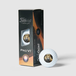 The King: Majestic Gold And Gray Male Lion, Golf Balls