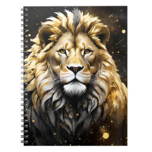 The King: Majestic Gold And Gray Male Lion, Notebook