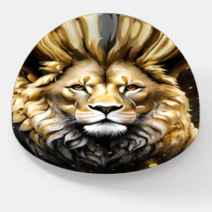 The King: Majestic Gold And Gray Male Lion, Paperweight
