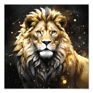 The King: Majestic Gold And Gray Male Lion, Photo Print