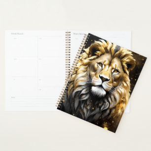 The King: Majestic Gold And Gray Male Lion, Planner