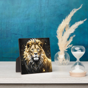 The King: Majestic Gold And Gray Male Lion, Plaque