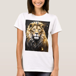 The King: Majestic Gold And Gray Male Lion, T-Shirt