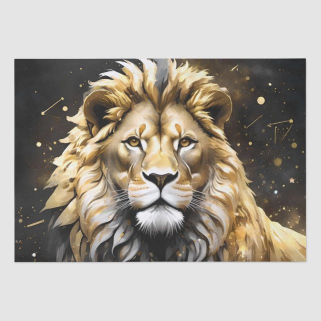 The King: Majestic Gold And Gray Male Lion, Tissue Paper (Front)