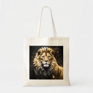 The King: Majestic Gold And Gray Male Lion, Tote Bag