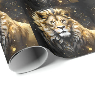 The King: Majestic Gold And Gray Male Lion, Wrapping Paper