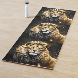 The King: Majestic Gold And Gray Male Lion, Yoga Mat