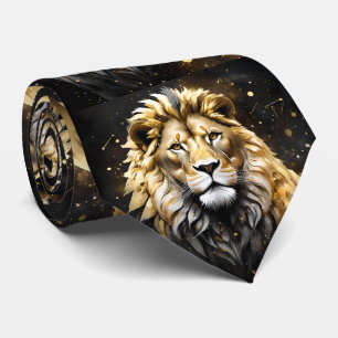 The King: Majestic Gold And Grey Male Lion, Neck Tie