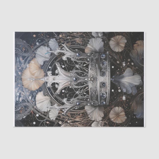 The King of Bling, Silvery Sparkling Crown Tissue Paper (Front)