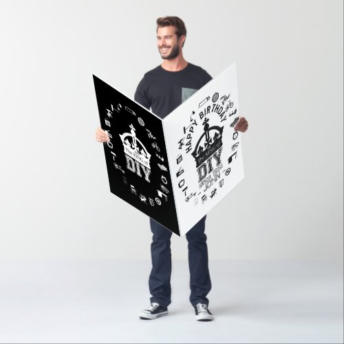 The King of DIY personalized Black White add 10p G Card
