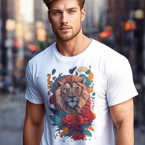 The King of Paradise with a Lion and Flowers T_Shirt
