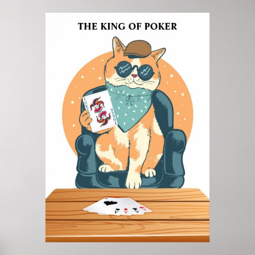 The king of poker cute cat Playing Cards Poster