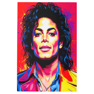 The King of Pop in Electric Colors Metal Print
