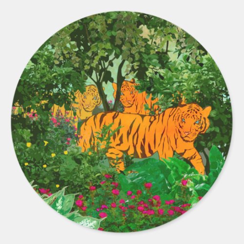 The King Of Wild Jungle  Tiger Classic Round Sticker