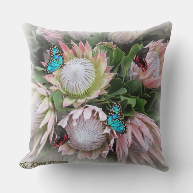 The King Protea Throw Pillow (Front)