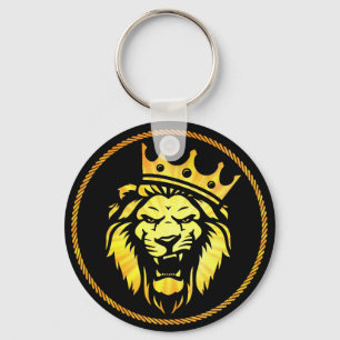 The King - Roaring Lion Wearing Crown Keychain