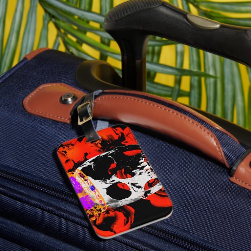 The King Skull Crown n Roses Luggage Tag