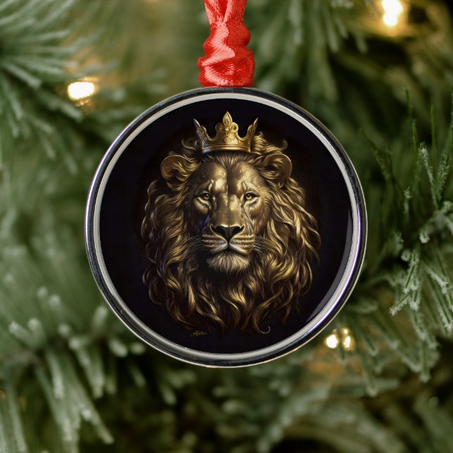 The King! The Not-So-Cowardly Lion of Oz Metal Ornament (Tree)
