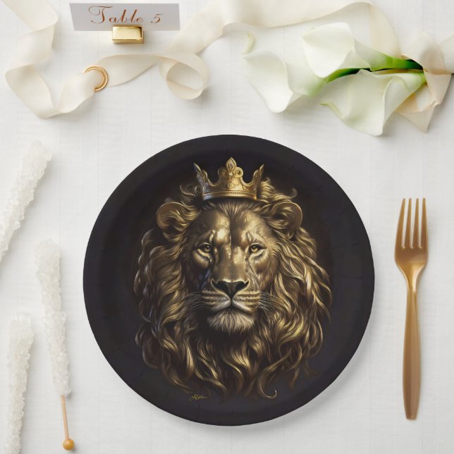 The King! The Not-So-Cowardly Lion of Oz Paper Plates (Wedding)