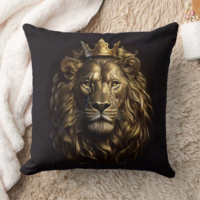 The King! The Not-So-Cowardly Lion of Oz Throw Pillow (Blanket)
