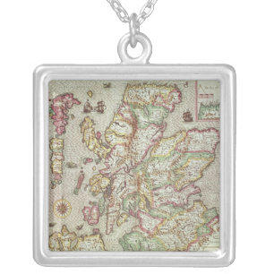 The Kingdome of Scotland, engraved by Jodocus Silver Plated Necklace