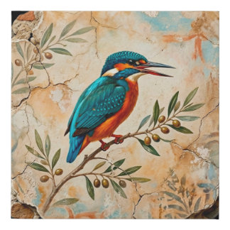 The Kingfisher Fragment: Pompei’s Azure Messenger  Faux Canvas Print