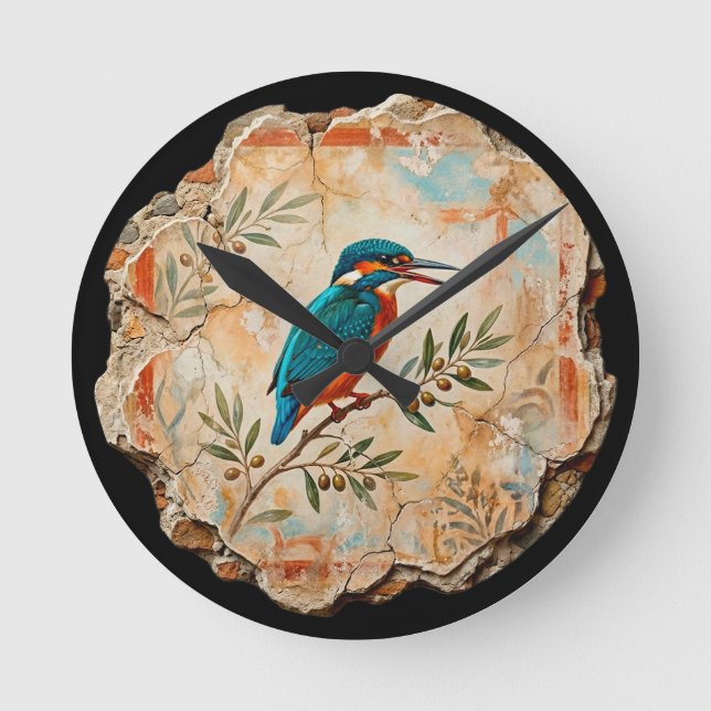 The Kingfisher Fragment: Pompei’s Azure Messenger  Round Clock (Front)