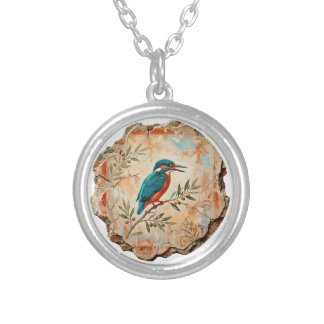 The Kingfisher Fragment: Pompei’s Azure Messenger  Silver Plated Necklace