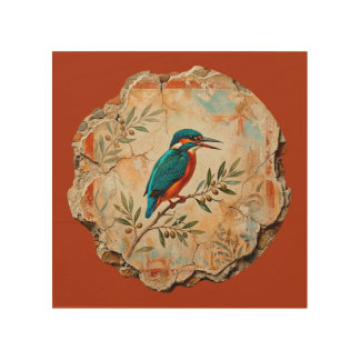 The Kingfisher Fragment: Pompei’s Azure Messenger Wood Wall Art