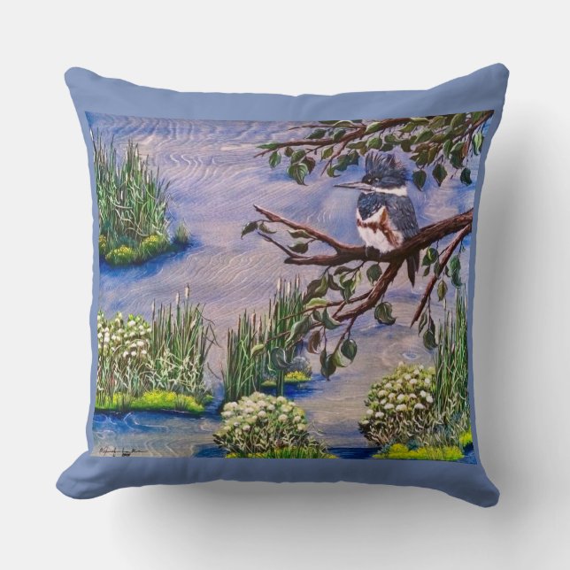The Kingfisher Painting Pillow (Front)