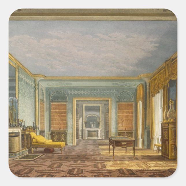 The King's Library from Views of The Royal Pavilio Square Sticker (Front)