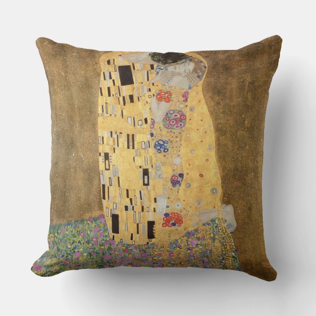 The Kiss, 1907-08 Throw Pillow (Front)